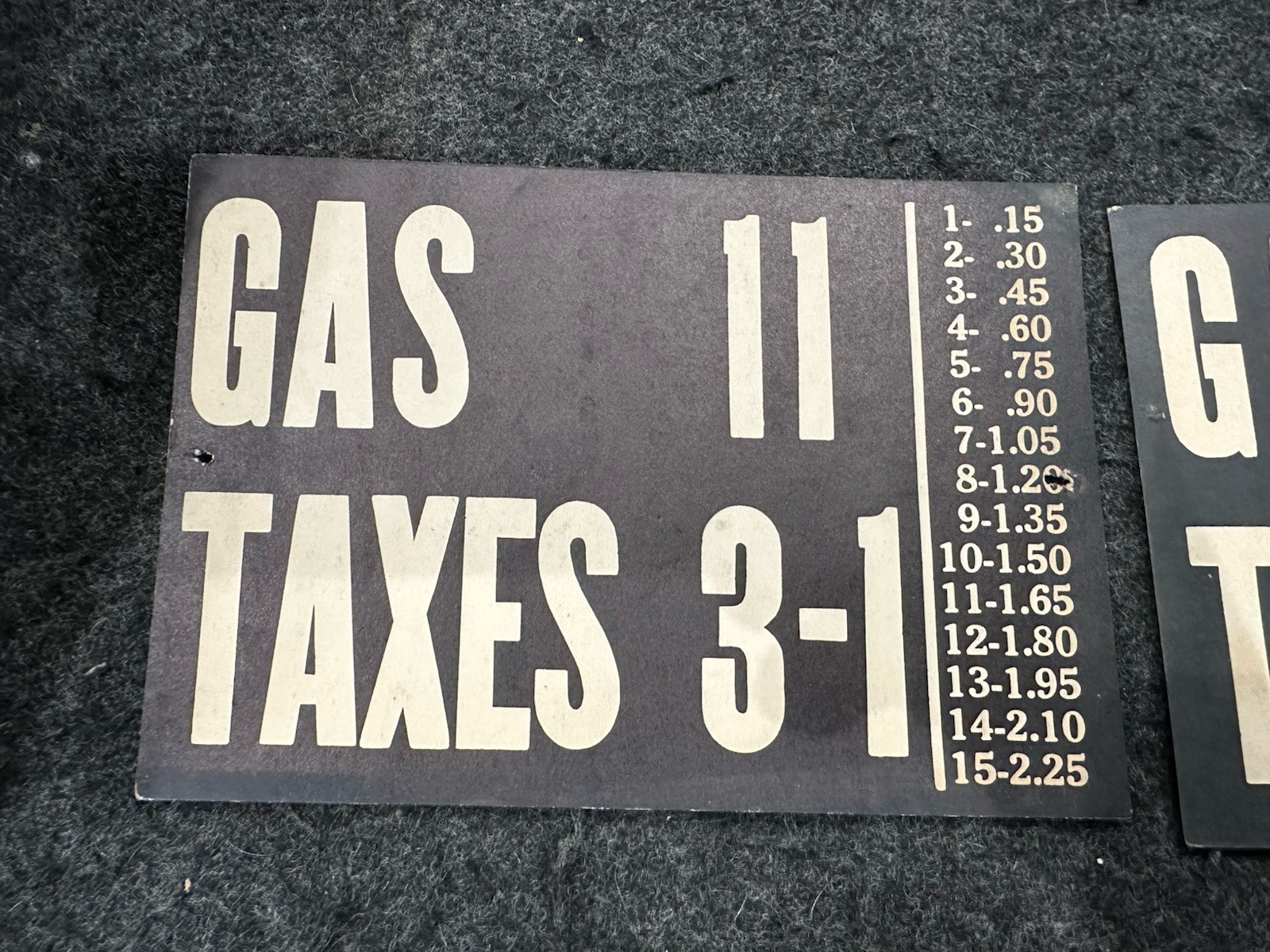 2 two side Visible Gas Service Station Pump Price Tax Paper Sign vtg 1920s rare