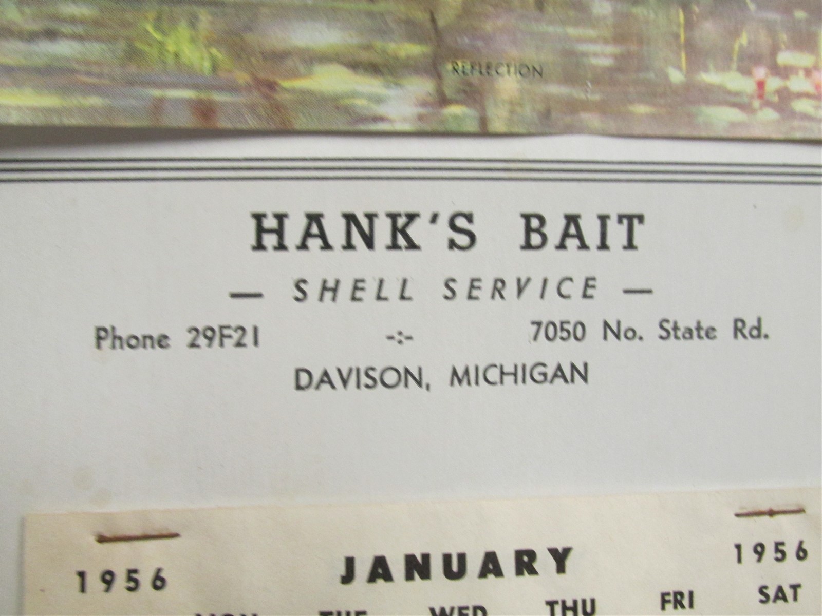 Davison, Mich. Hank’s Bait Shell Service FIRESTONE Tires 1956 Calendar AWESOME!