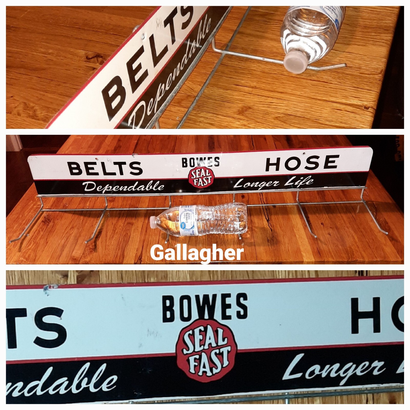 Vintage 50s’60s Bowes Seal Fast Advertising Metal Sign display belts hoses Rack