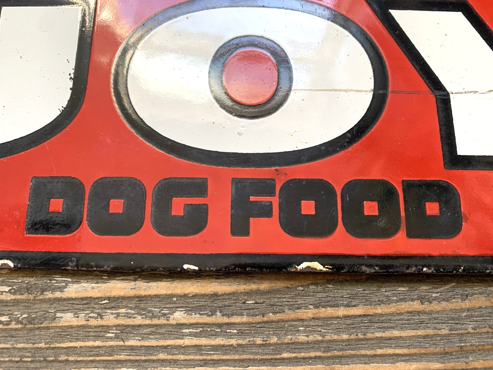 VINTAGE 10.5×7″ JOY DOG FOOD GASOLINE GAS PUMP STATION PORCELAIN MOTOR OIL SIGN