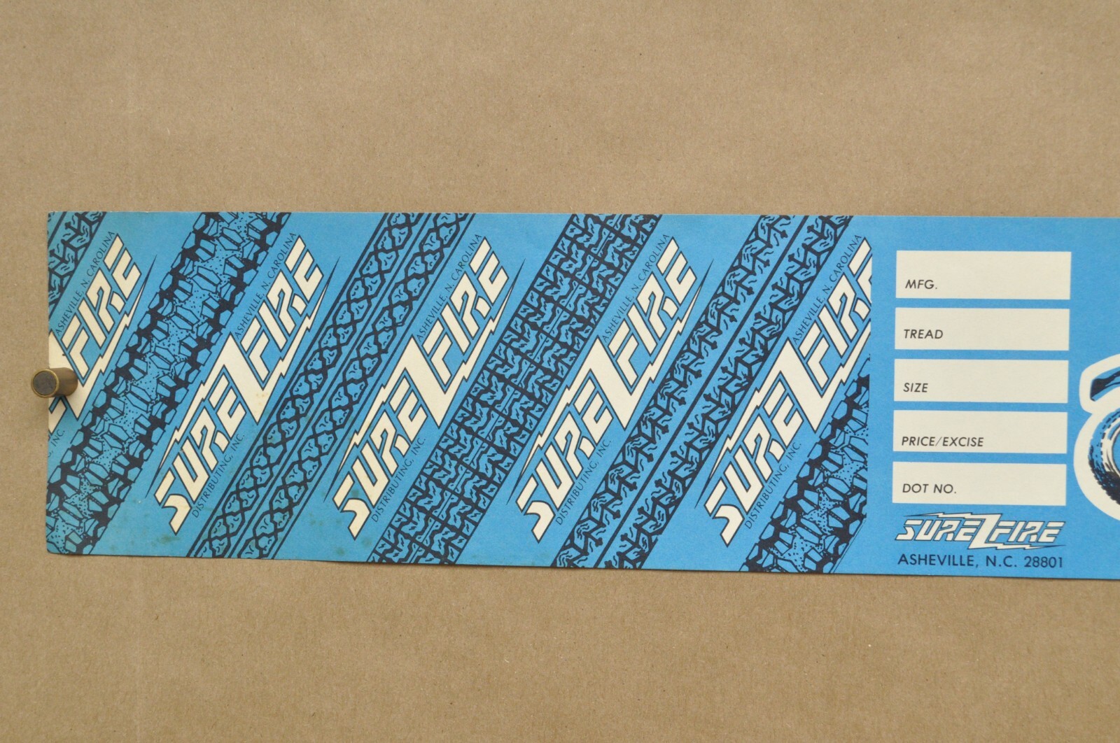 VTG Sure Fire Motorcycle Tire Price Tag Dealership NOS Display Signs Lot of 7