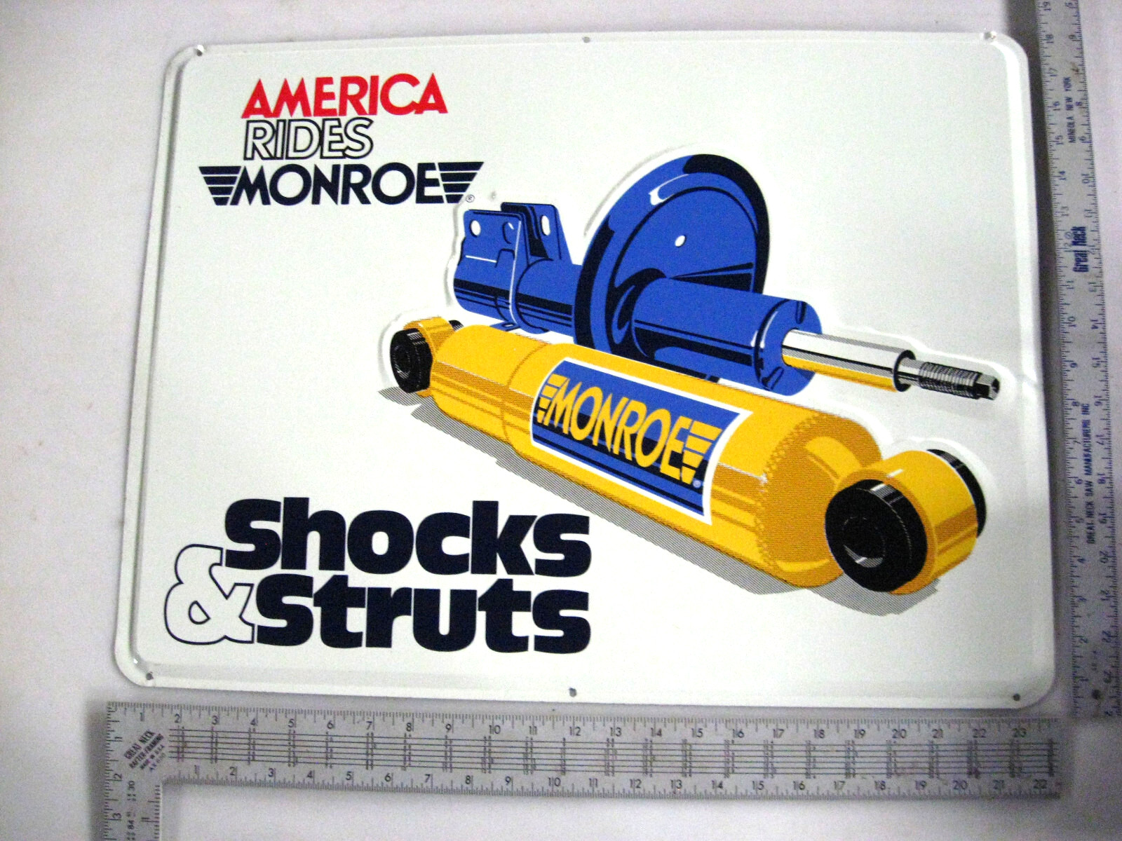 New Vintage Metal Monroe Shocks And Struts Sign, 18″ x 24″