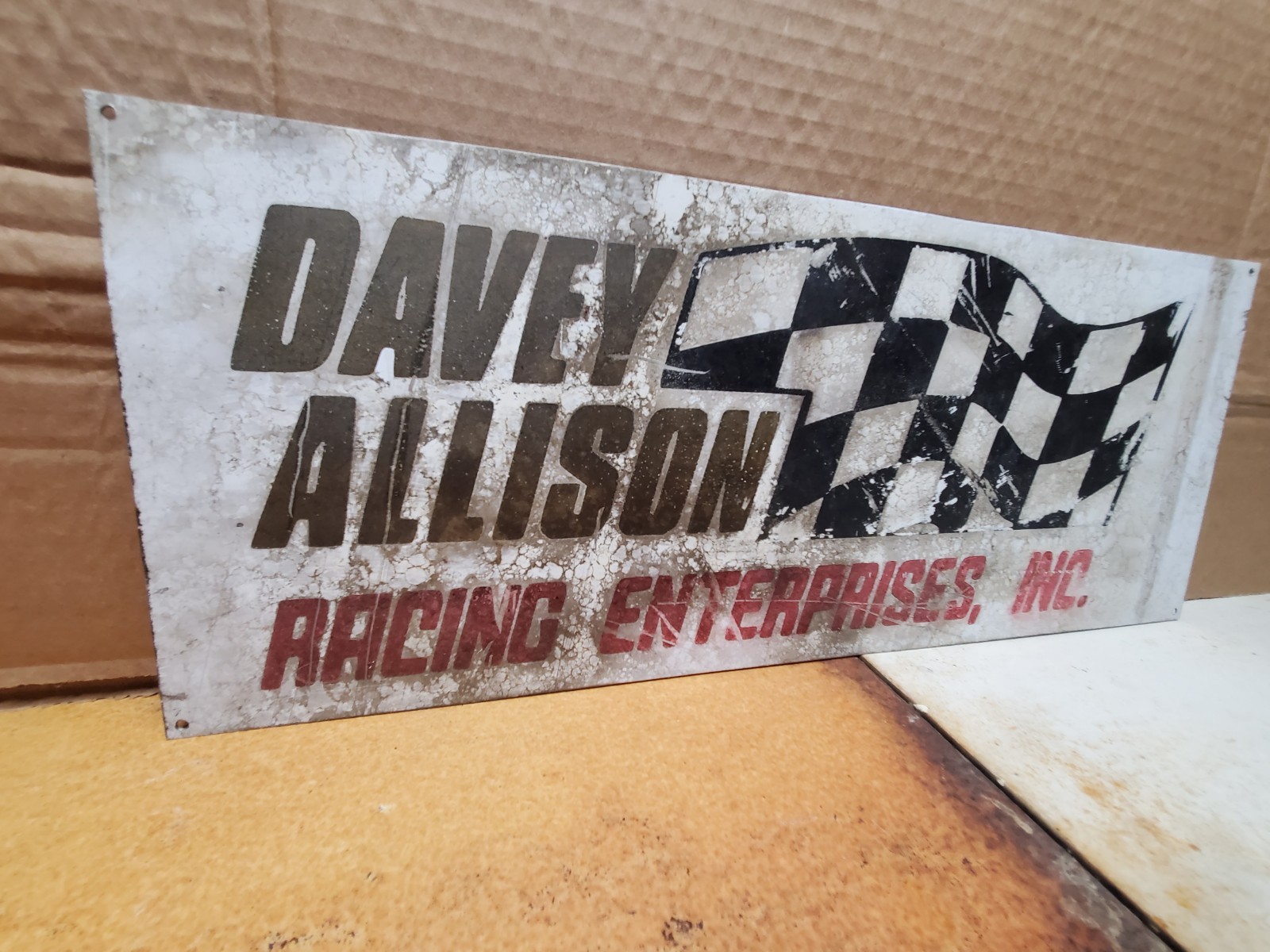 Davey Allison Racing Enterprises Painted Sign 19.75×8″ Vintage Look Antiqued
