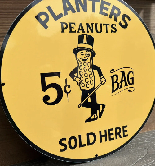 Vintage Style Mr Peanut Peanut Planters Heavy Steel Metal Quality Sign