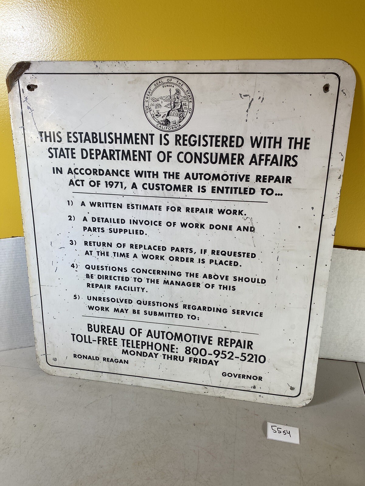 Automotive Repair Act Of 1971 California Ronald Reagan Governor Sign gas oi 55S4