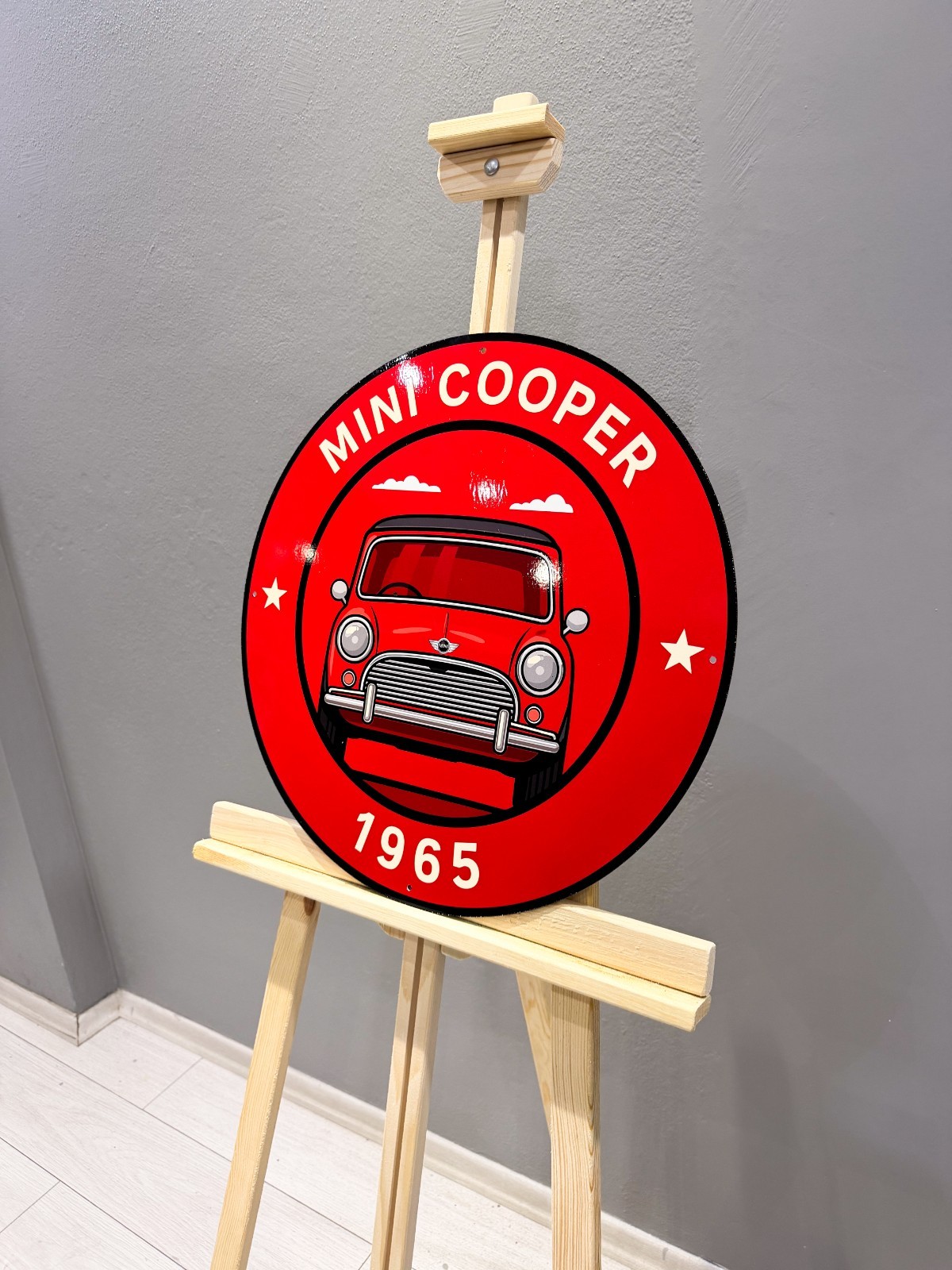 Mini Cooper 1965 – Classic Front View Vintage Heavy Metal Sign – 50 cm (19.7”)