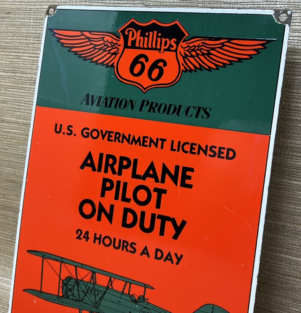VINTAGE PHILLIPS 66 GASOLINE PORCELAIN SIGN DEALERSHIP GAS STATION MOTOR OIL