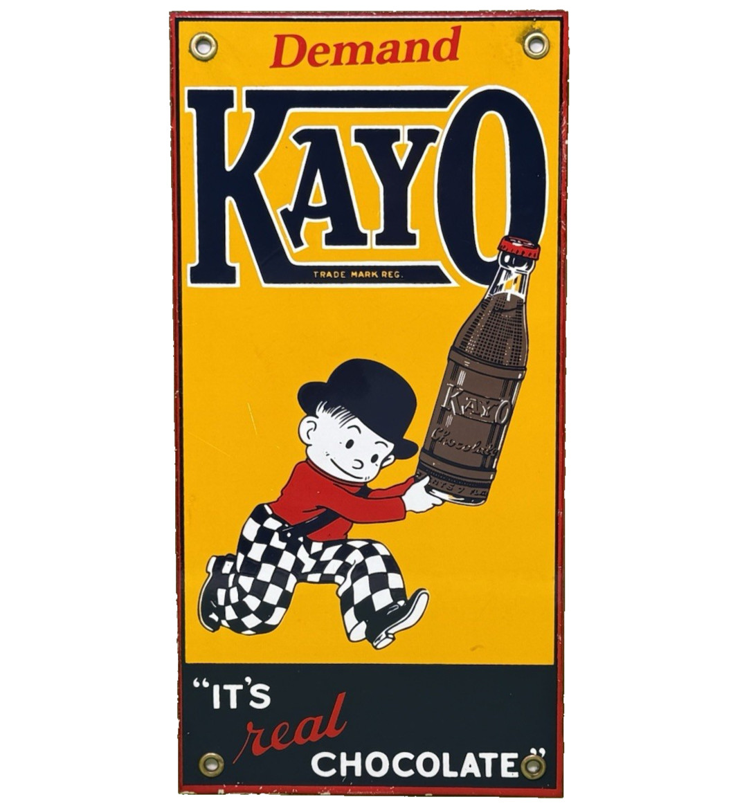 VINTAGE KAYO CHOCOLATE DRINK PORCELAIN SIGN COCA COLA GAS STATION PEPSI DEW OIL