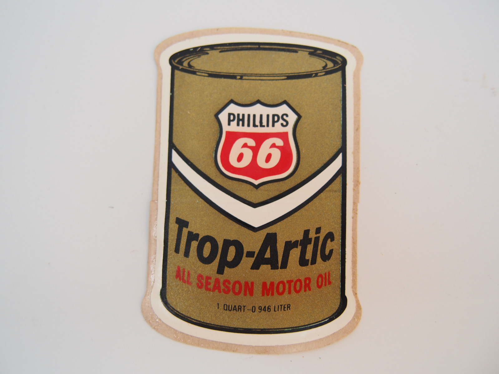 Original Phillips 66 Trop-Artic Decal Gas Oil Can Sign NOS