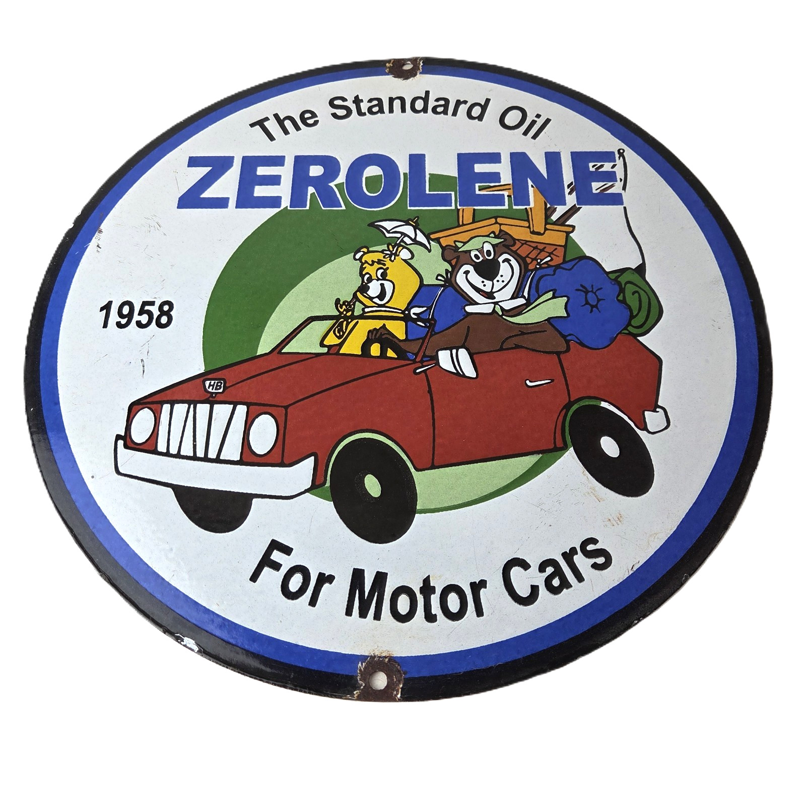 Vintage Standard Oil Sign – Zerolene Gasoline Porcelain Gas Pump Plate Sign
