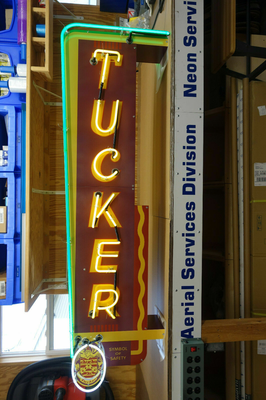 1948 Tucker® Automobile VERTICAL BLADE Steel Enamel NEON ART HUGE 22″X72″.