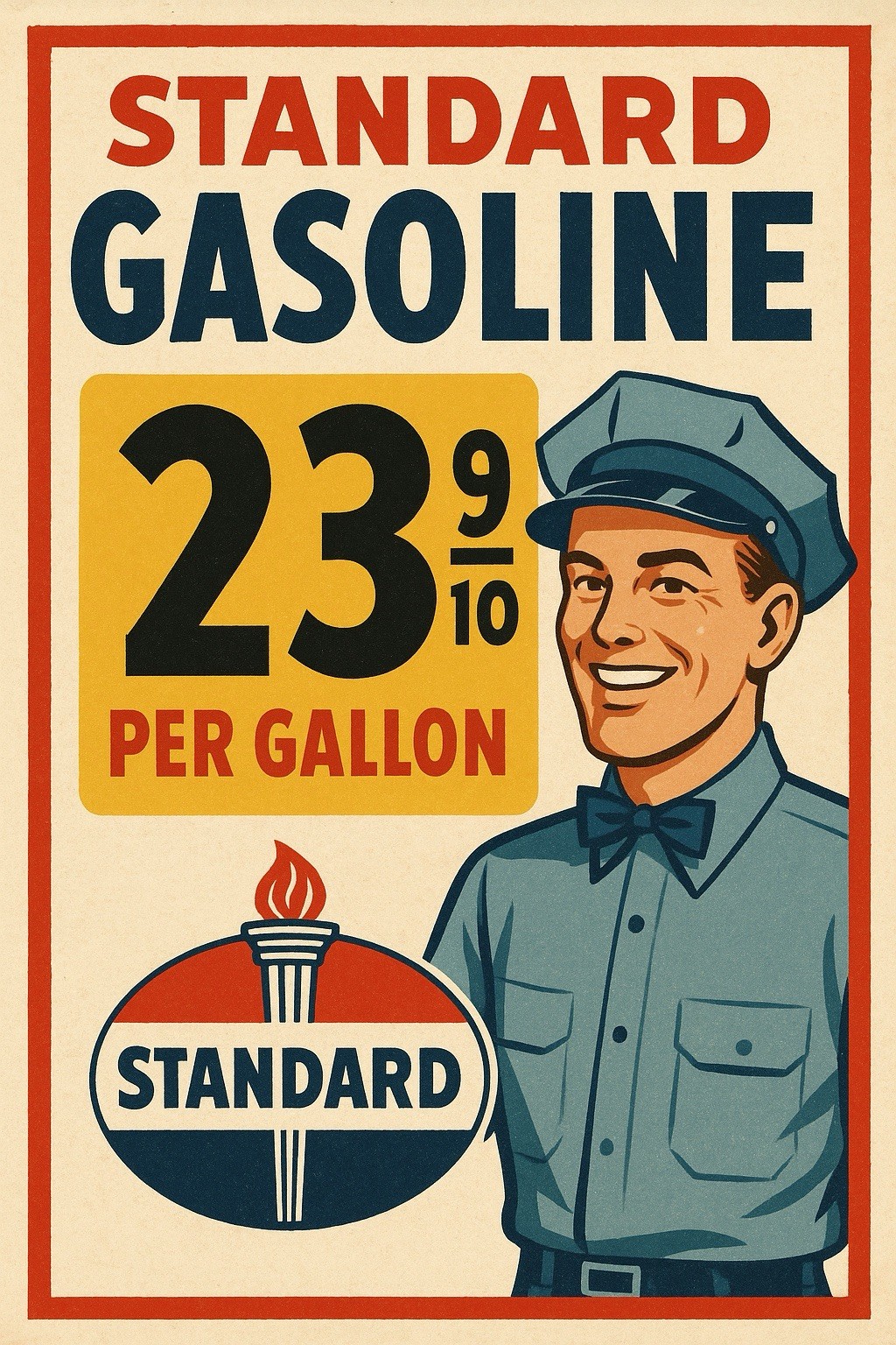 Hi Gloss! Standard Gasoline Vintage Style Metal Sign Advertising With Prices