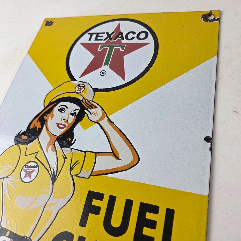 Vintage Texaco Gasoline Sign – Fuel Chief 1 Gas Pump Plate Porcelain Ad Sign
