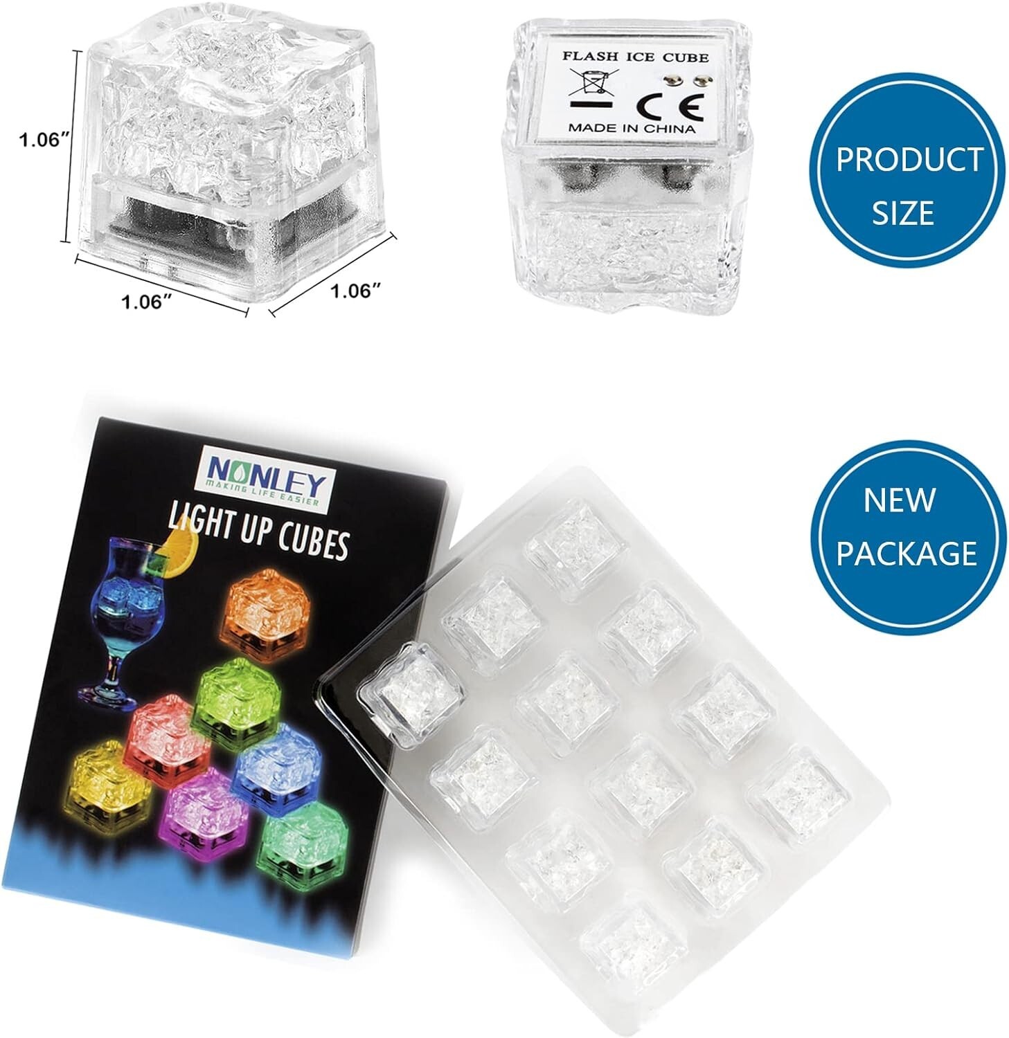 Rechargeable LED Ice Cubes – Food-Grade Party Lights for Festive Fun