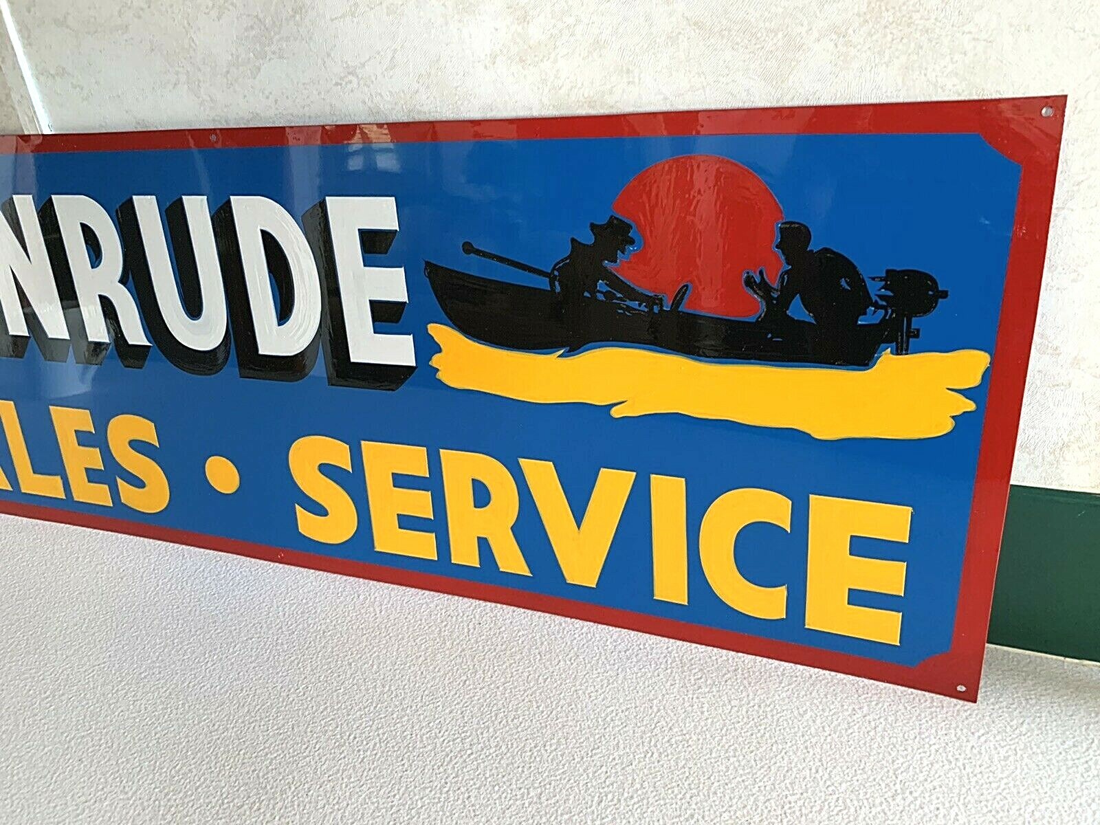36” Vintage Hand Painted Evinrude Boat Parts Service Shop Sign Fishing Gas Oil
