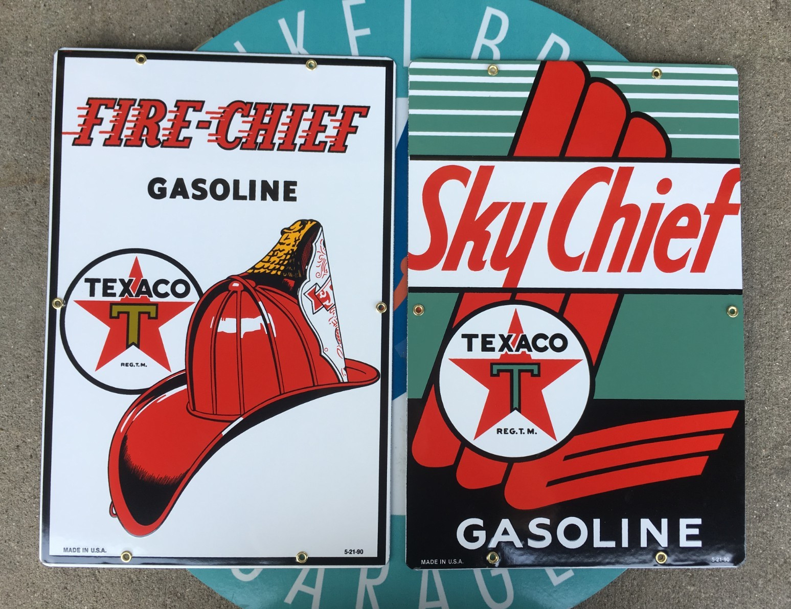 TEXACO FIRE CHIEF & SKY CHIEF pump PLATE porcelain coated 18 GAUGE steel SIGNS