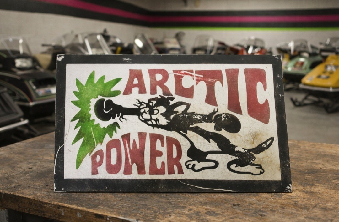 Arctic Power Painted Sign 24×15″ Vintage Look Antiqued Speed Shop Snowmobile