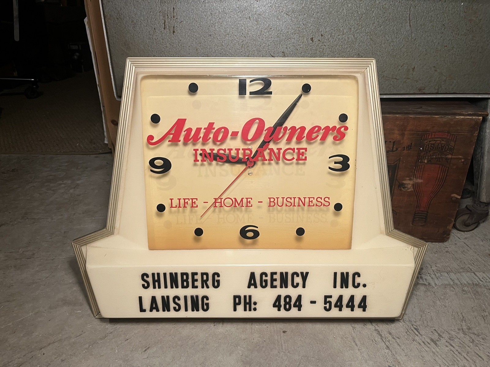 Vintage Automotive Insurance Lighted Clock