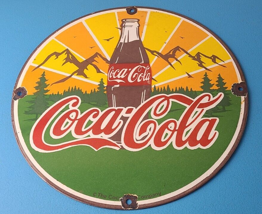 Vintage Coca Cola Porcelain Sign – Shop Soda Bottles Gas Pump Service Sign