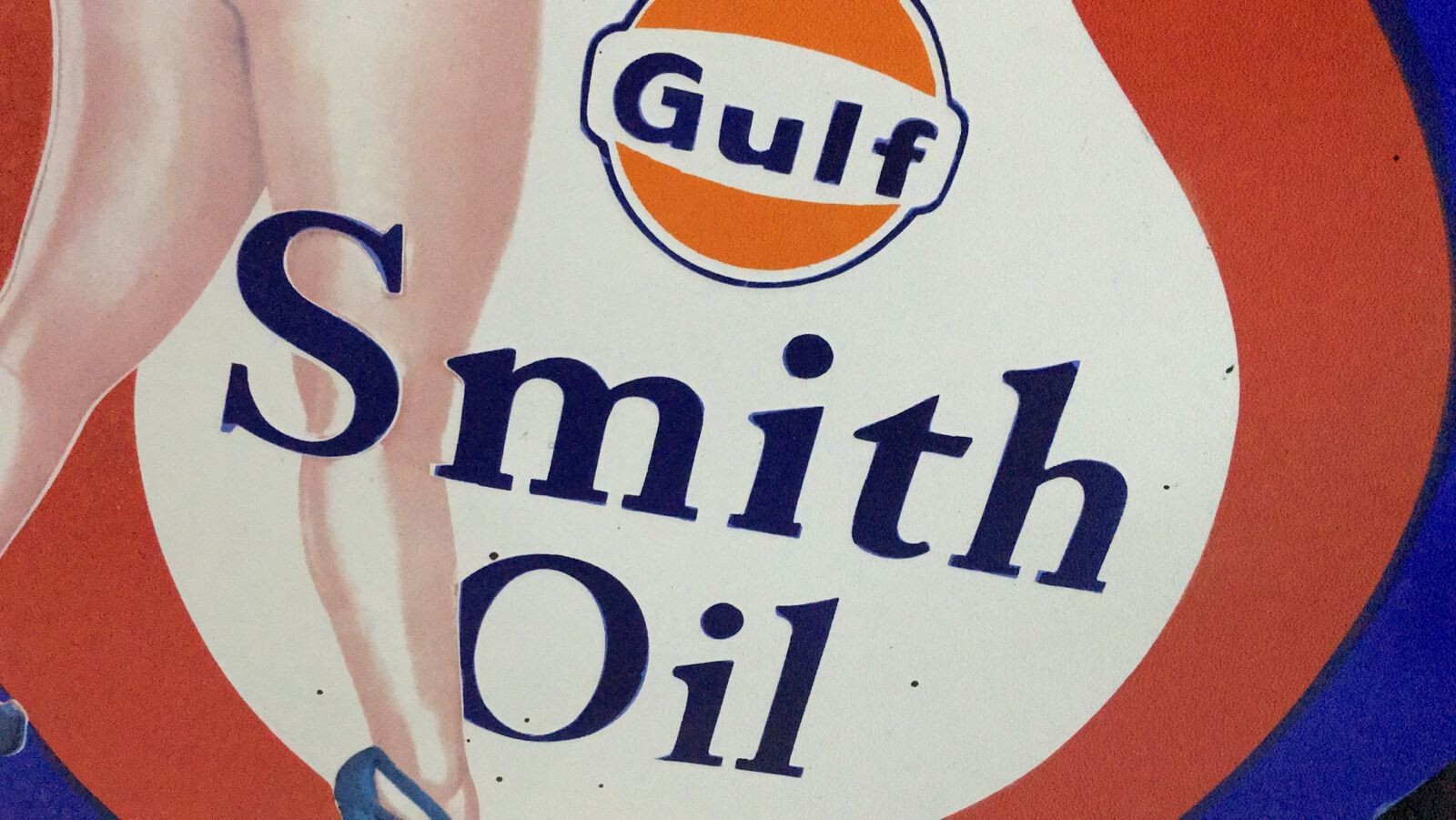 Gulf Smith Oil Porcelain Enamel Heavy Metal Sign 30 Inches Single Side