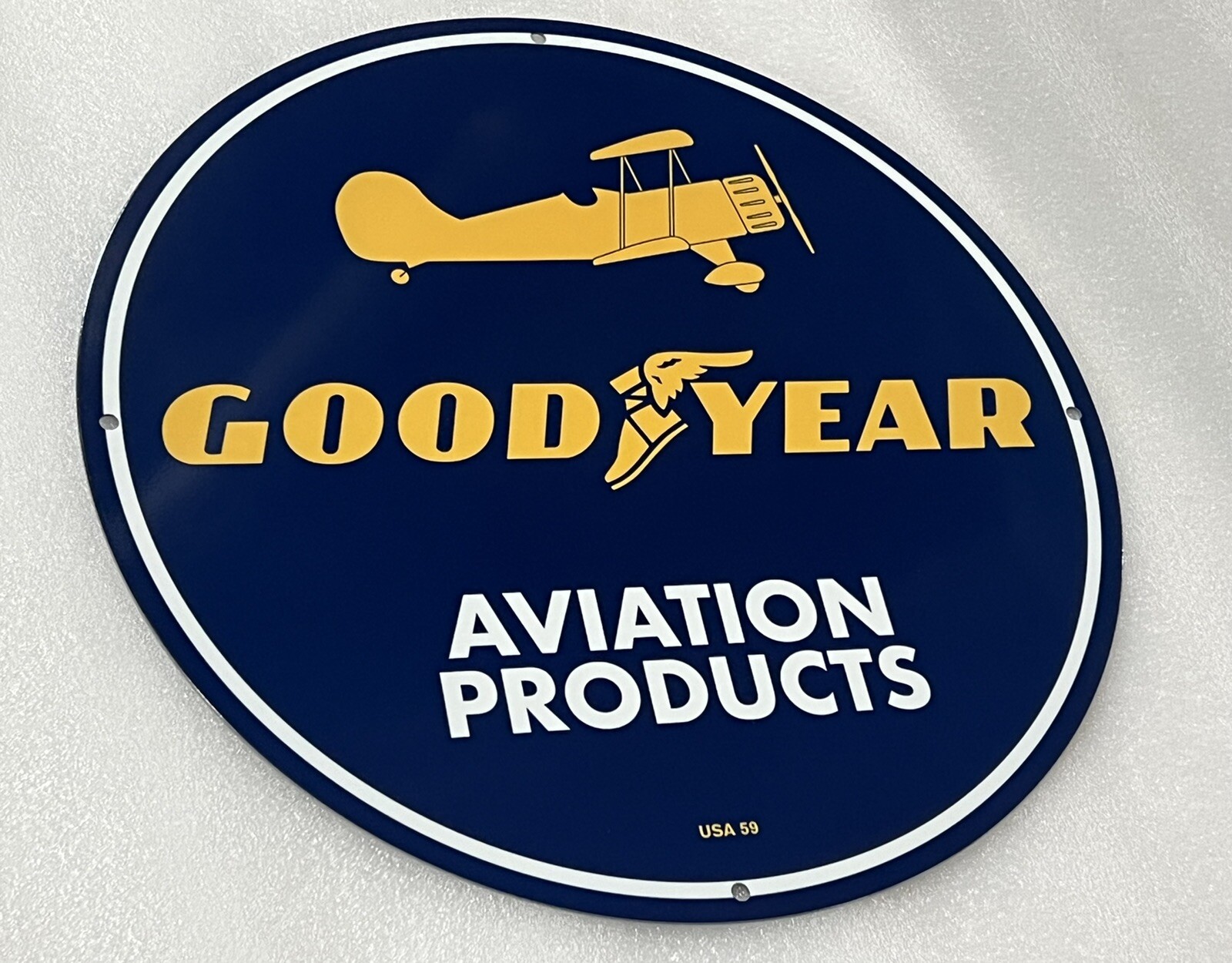 Good Year Aviation Products Oil Gas Heavy Steel Metal Vintage Style Sign