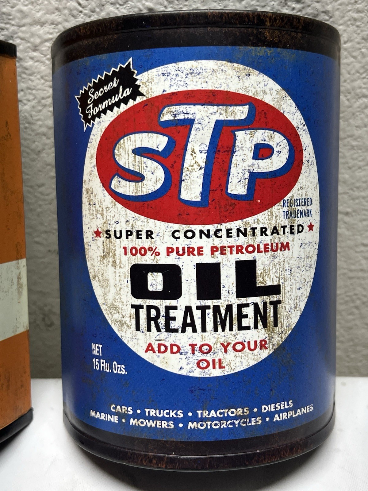 Retro Gulf Supreme & STP Motor Oil Metal Can Wall Sign Decor By Open Road