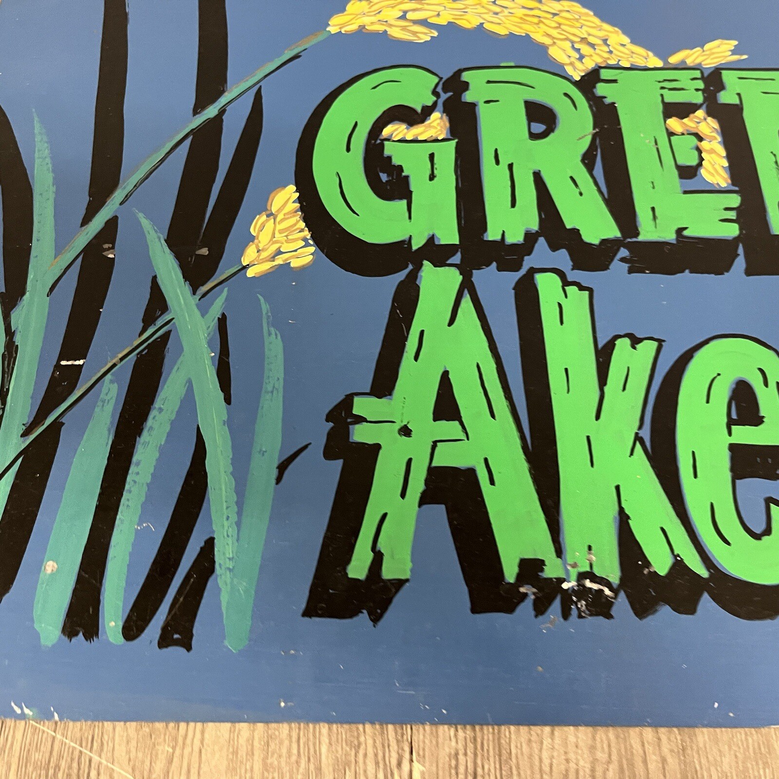 Vintage Green Akers (acres) Sign Hand Painted Folk Art Garden Greenhouse 16″x12″