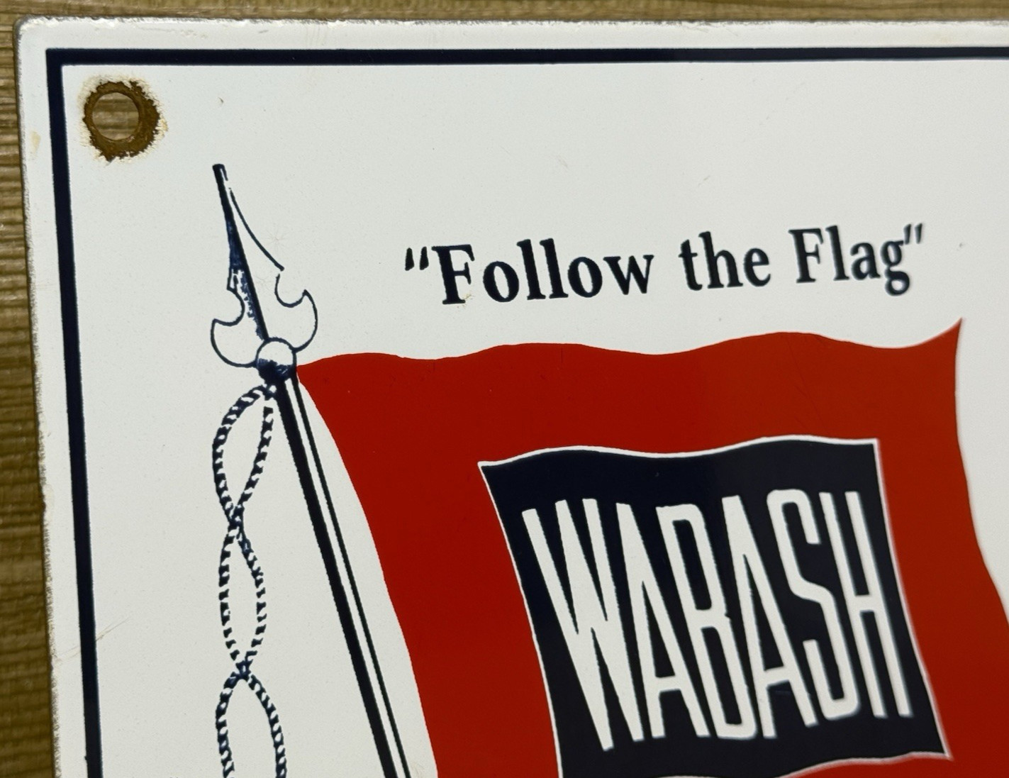 VINTAGE WABASH RAILROAD PORCELAIN SIGN TRAIN STATION GAS OIL NORTHERN OIHO