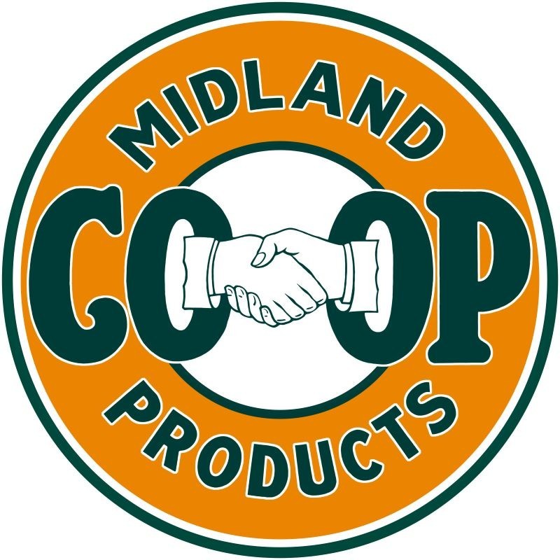 MIDLAND CO-OP Products Gasoline Station Style NEW METAL SIGN: 12″ Dia. Round