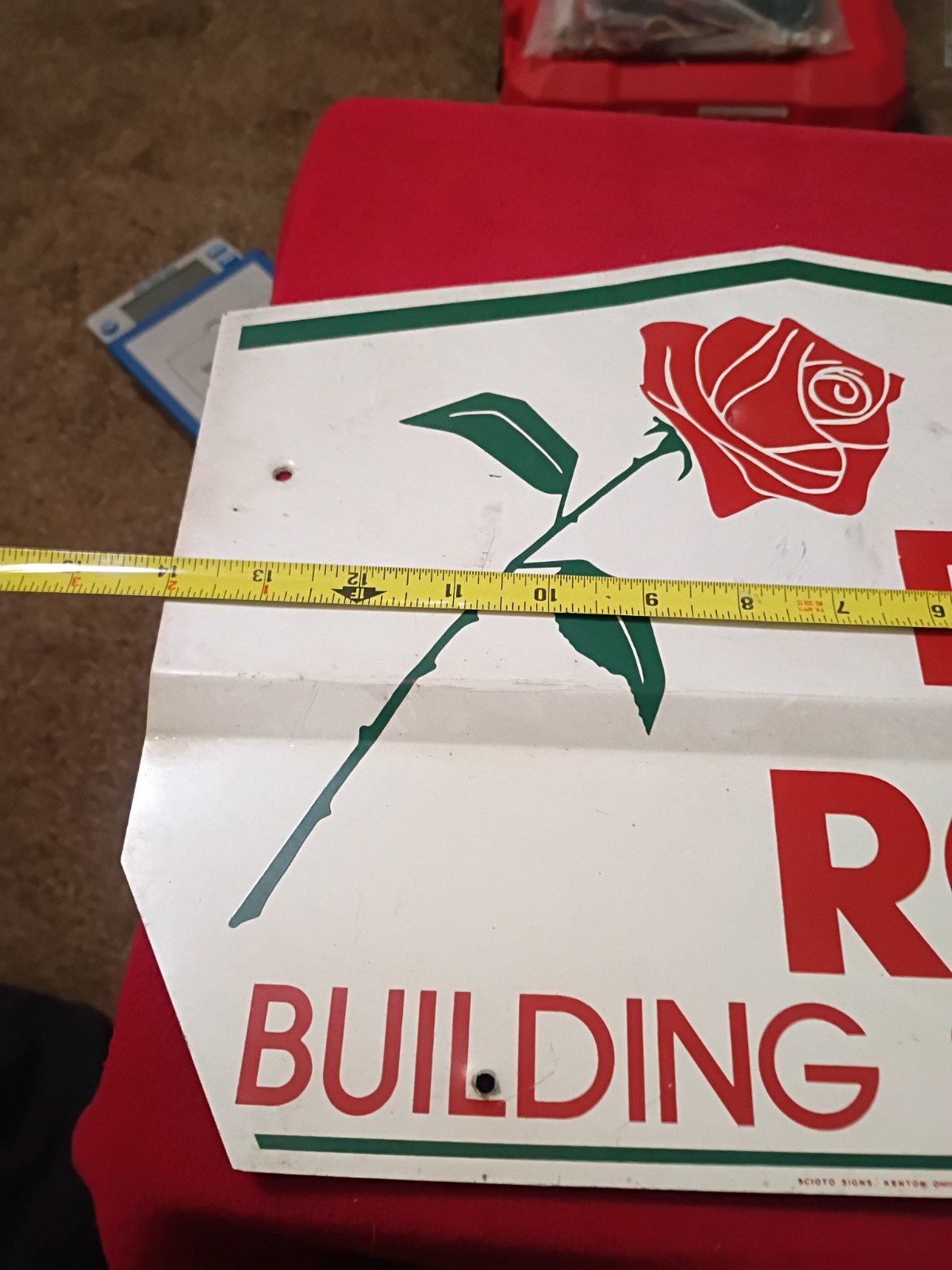 Red Rose Advertisement Sign Original Scioto Signs Kenton Ohio 1983 Vintage