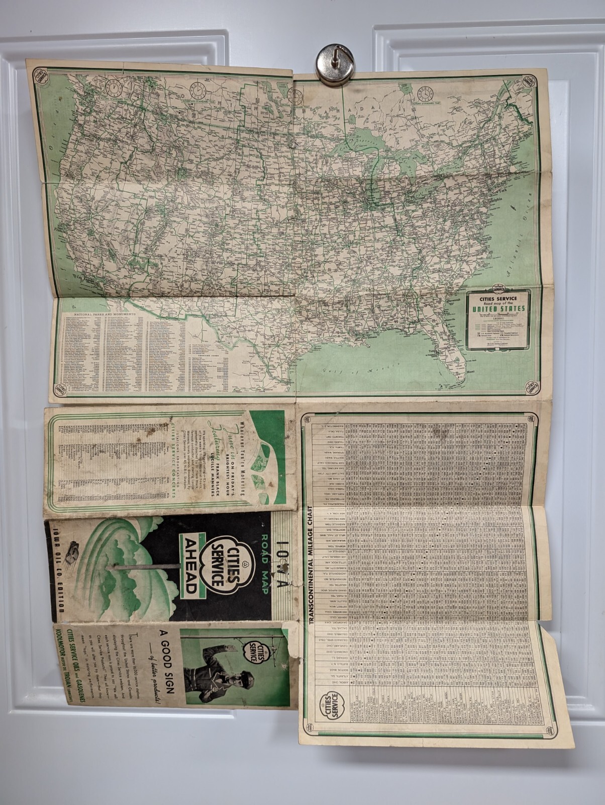 Old Original 1930s Cities Service Iowa Oil Company Roadmap Vintage Iowa