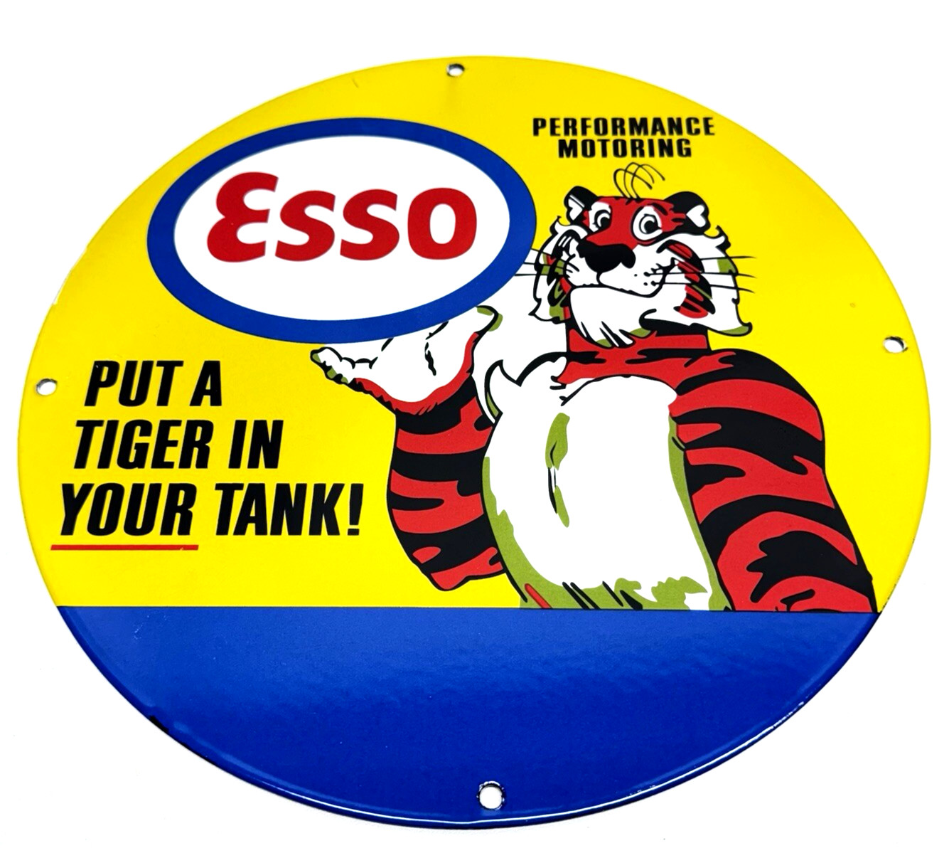Esso Gasoline – Vintage Porcelain Sign – “Put a Tiger in Your Tank” Pump Plate