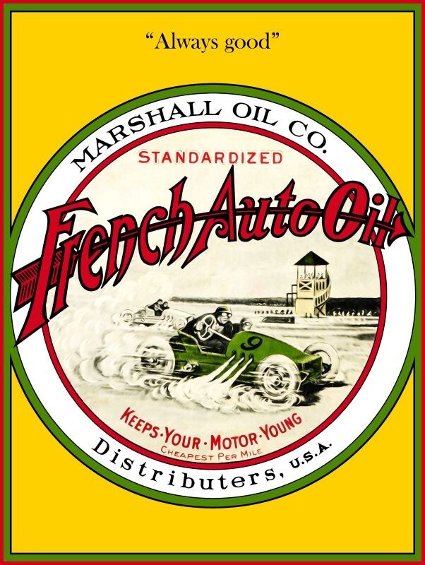 French Auto Oil – Marshall Oil Co. NEW Sign: 24 x 30″ USA STEEL XL Size