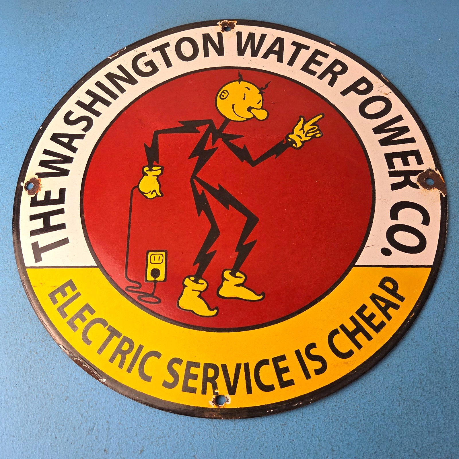 Vintage Electric Service Porcelain Sign – Advertising Gas Station Pump Sign