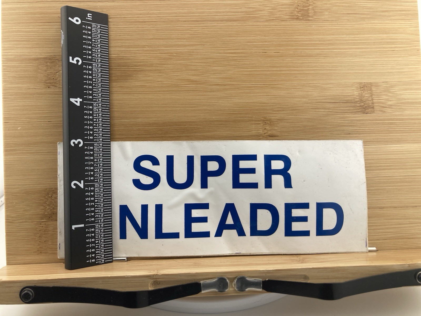 Vintage GAS STATION Mobil Super Unleaded Blue White Sticker Decal 8” x 3”