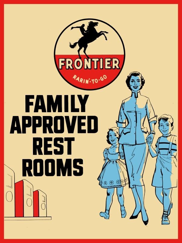 Frontier Oil Company Approved Rest Rooms NEW Sign 24×30″ USA STEEL XL Size