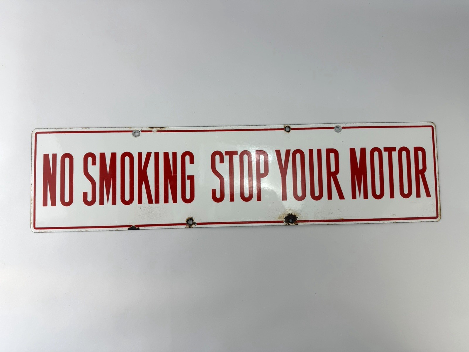 Union 76 “NO SMOKING STOP YOUR MOTOR” DOUBLESIDED PORCELAIN GAS STATION SIGN