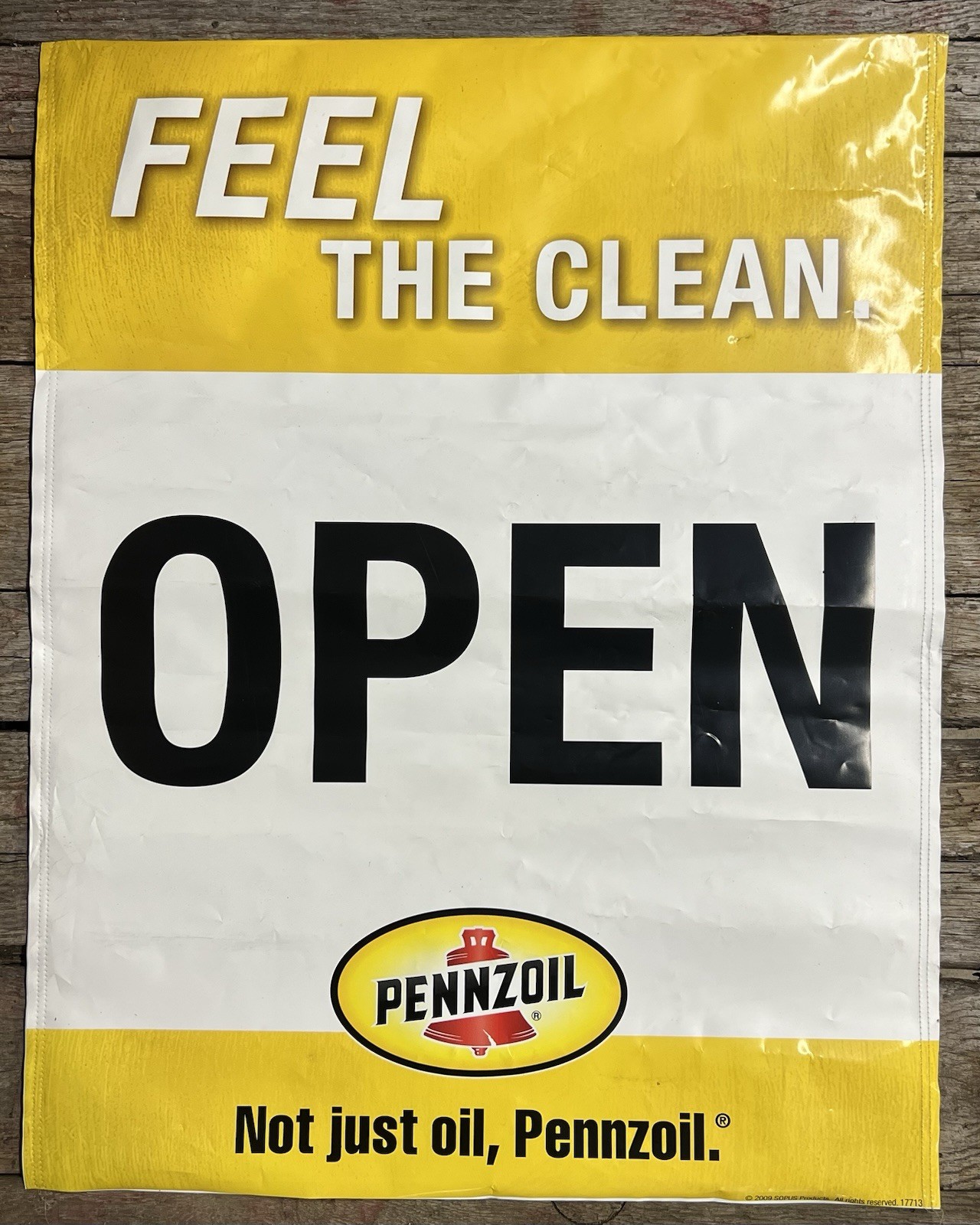 Vintage Pennzoil “We Are Open” Oil Changes Service Station Advertising Banner