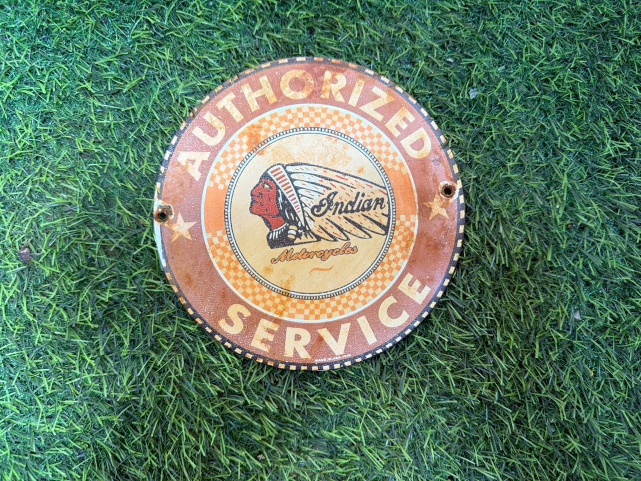 PORCELIAN INDIAN ENAMEL SIGN SIZE 6X6 INCHES