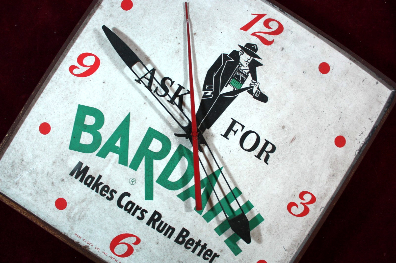 * VINTAGE BARDAHL OIL SIGN PAM CLOCK 1961 OLD GAS STATION ADVERTISING SURVIVOR *