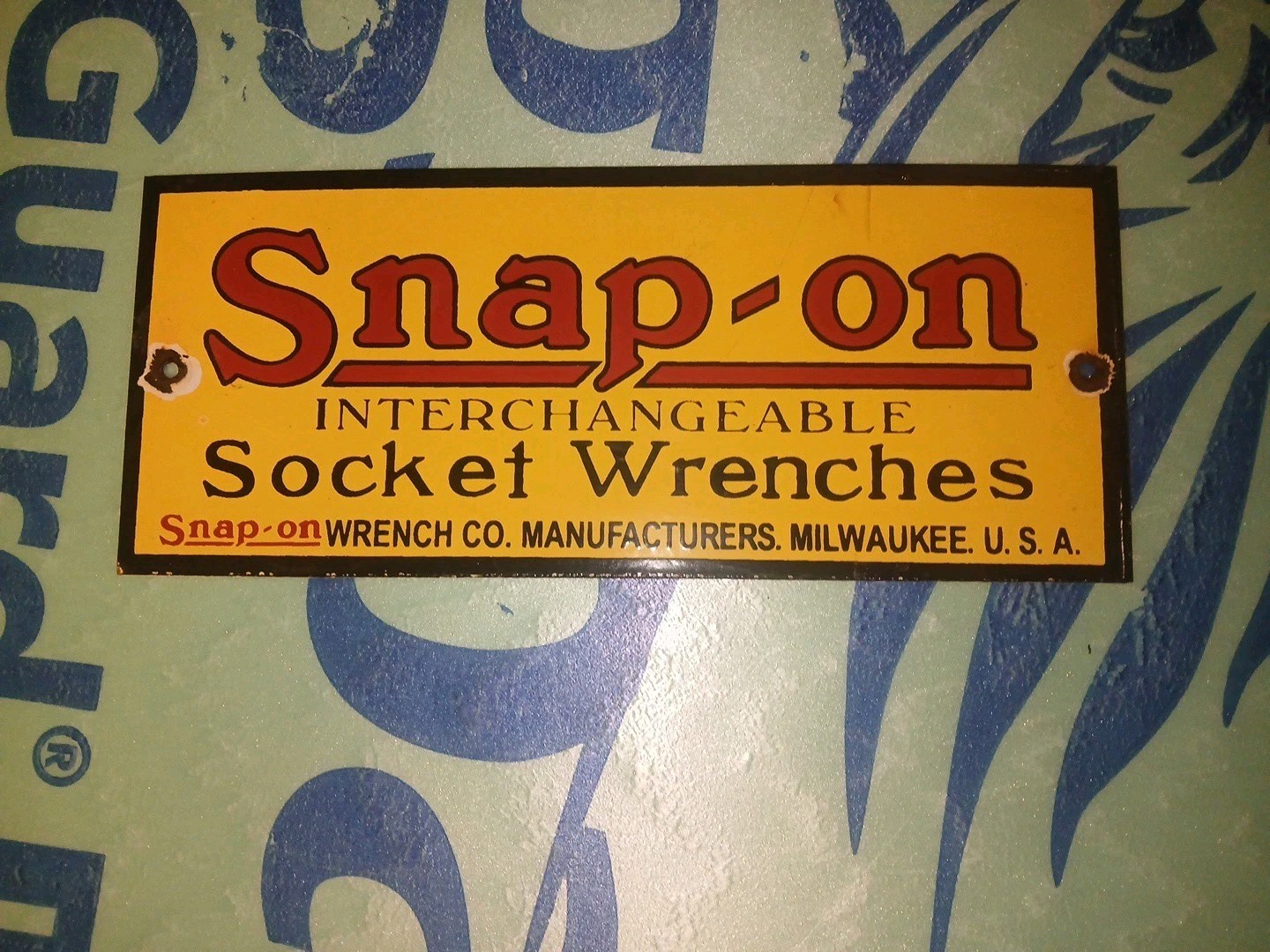 Vintage Snap On Tools Porcelain Sign – Mechanic Repair Gas Dealer Shop Sign 12”