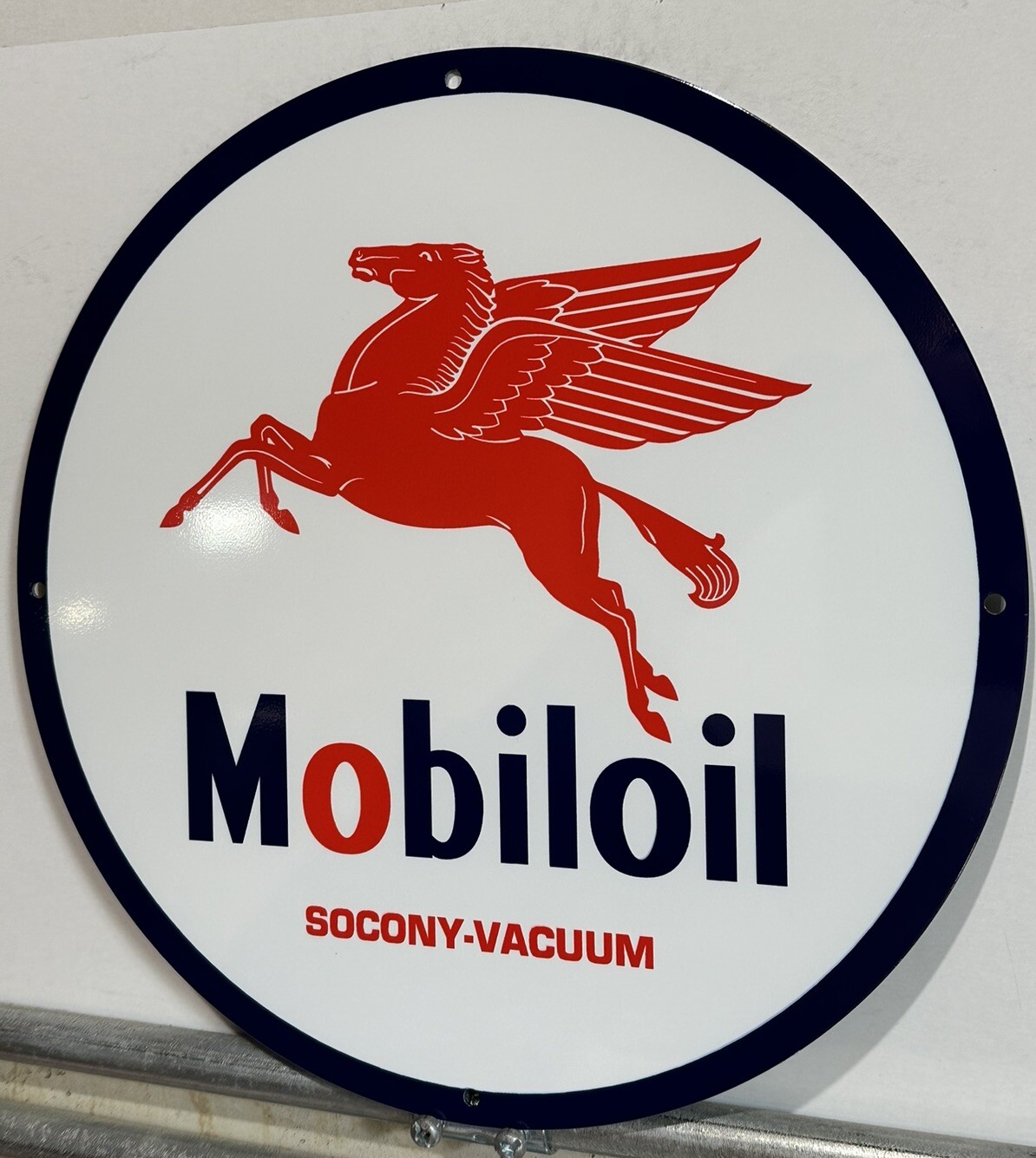 Vintage Style Mobiloil Socony-vacuum Metal Steel Top Quality Heavy Sign
