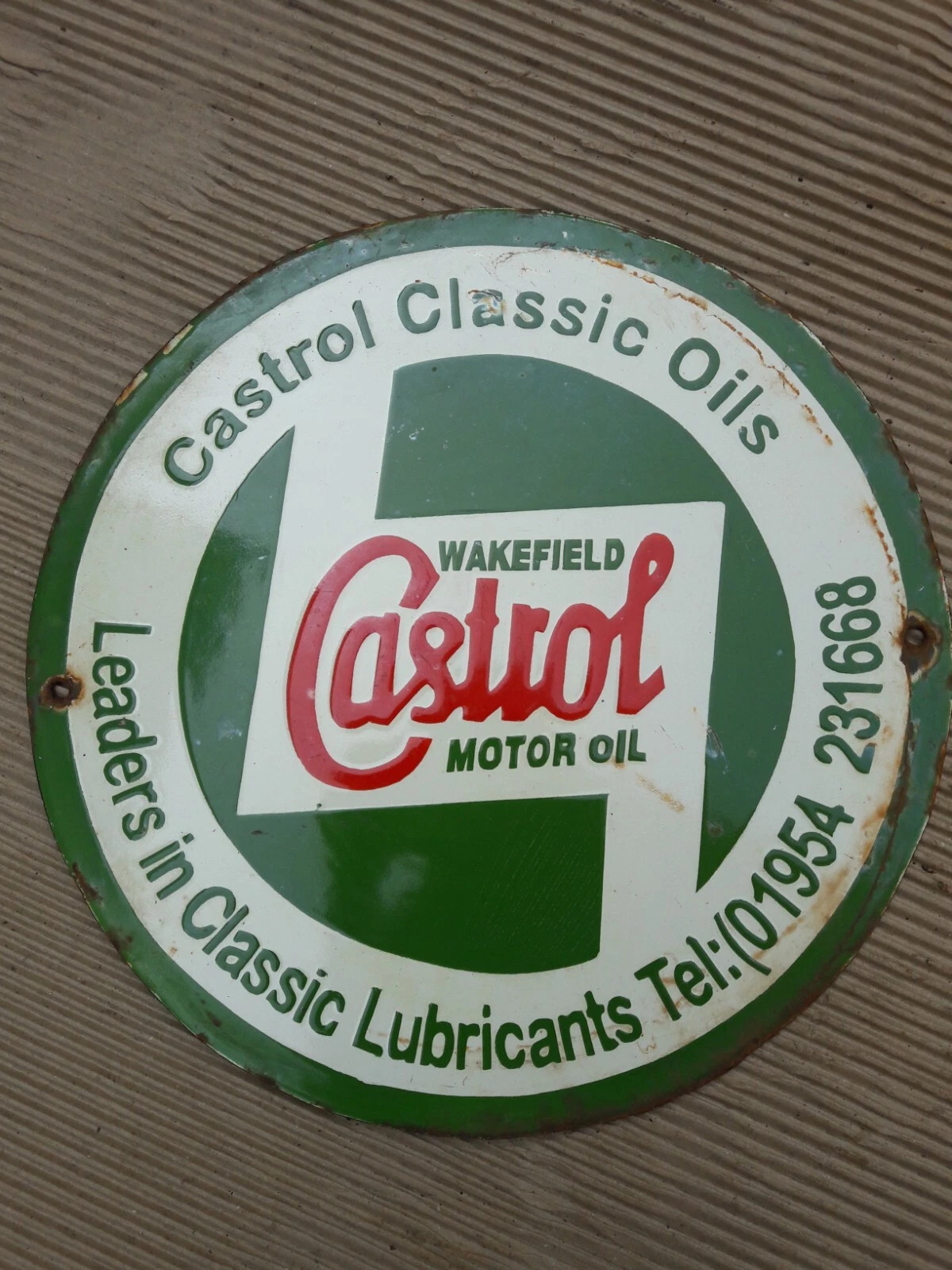 PORCELIAN CASTROL MOTOR ENAMEL SIGN SIZE 30X30 INCHES DOUBLE SIDED