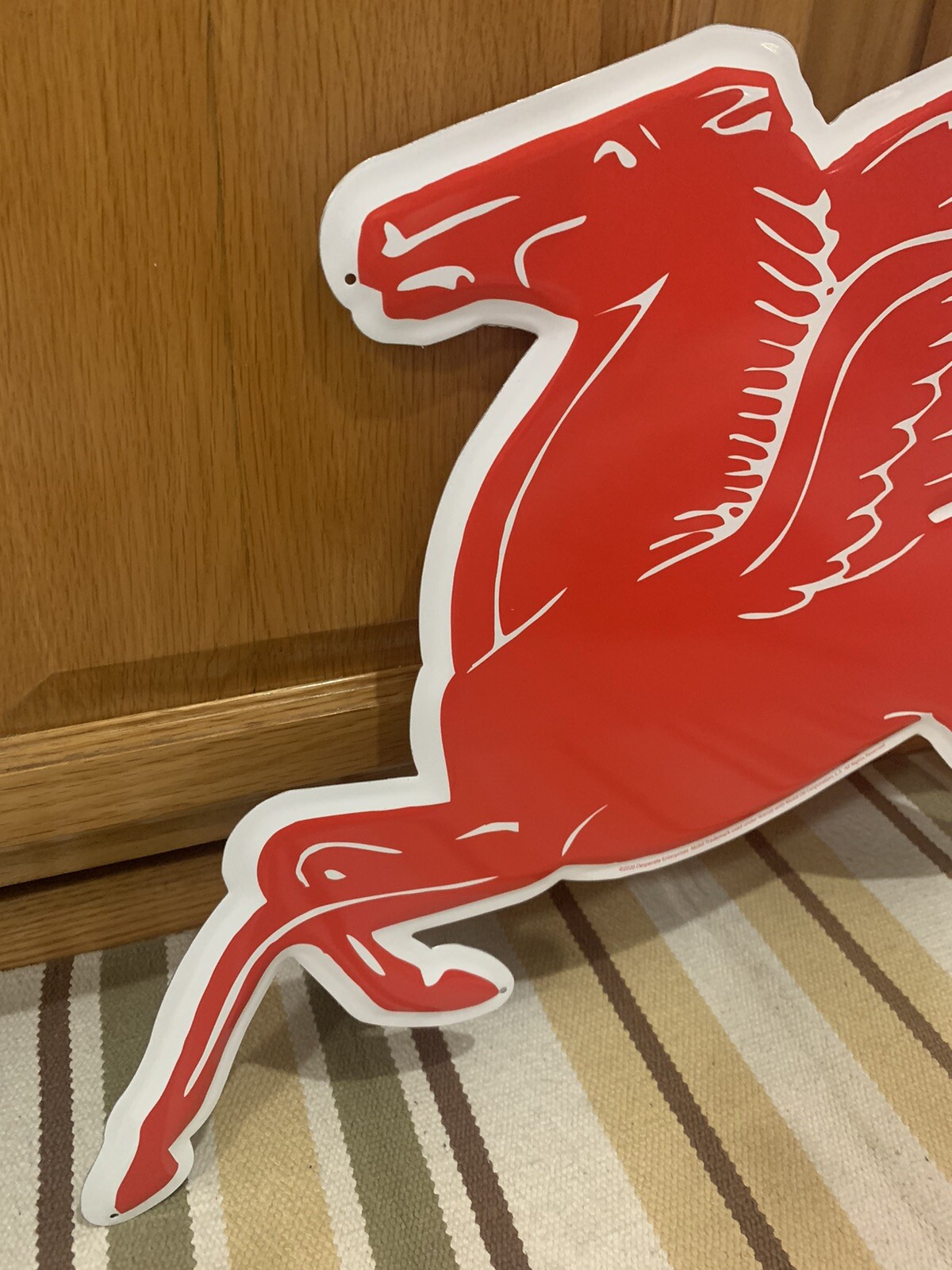Mobil Pegasus Gasoline Metal Sign Garage Vintage Style Wall Decor Oil Horse Pub