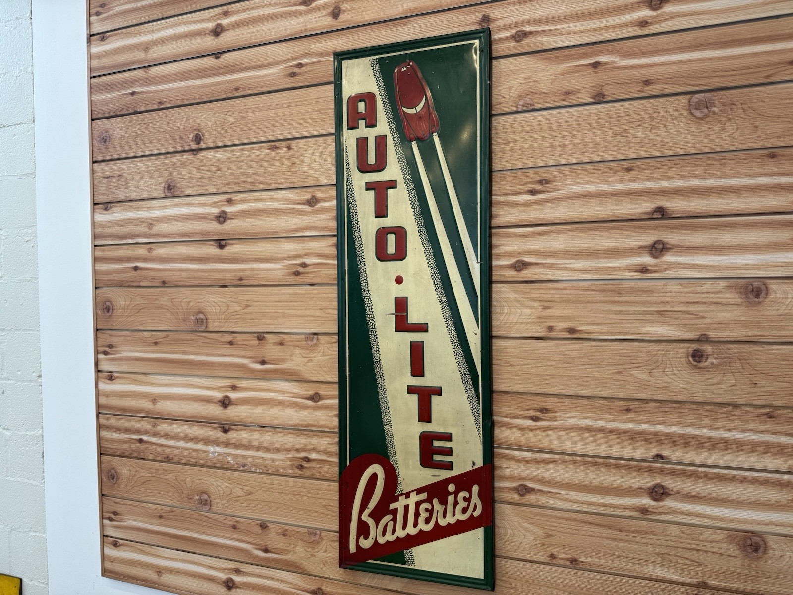 Vintage Auto-Lite Batteries Embossed Vertical Metal Advertising Sign
