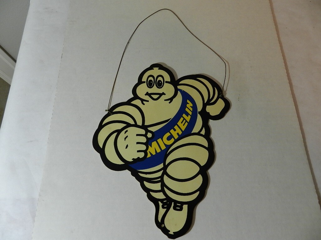 VINTAGE ADVERTISING SIGN-MICHELIN MAN HANGING SIGN- VINTAGE SERVICE STATION SIGN