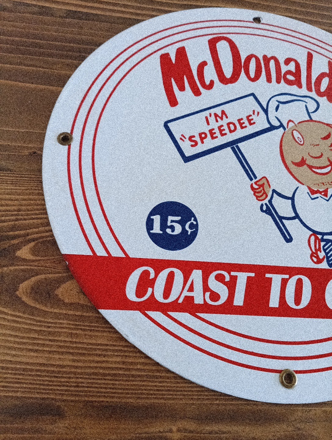 VINTAGE MCDONALD’S PORCELAIN SIGN SPEEDEE PEPSI COKE PIGGLY WIGGLY IN-N-OUT GAS