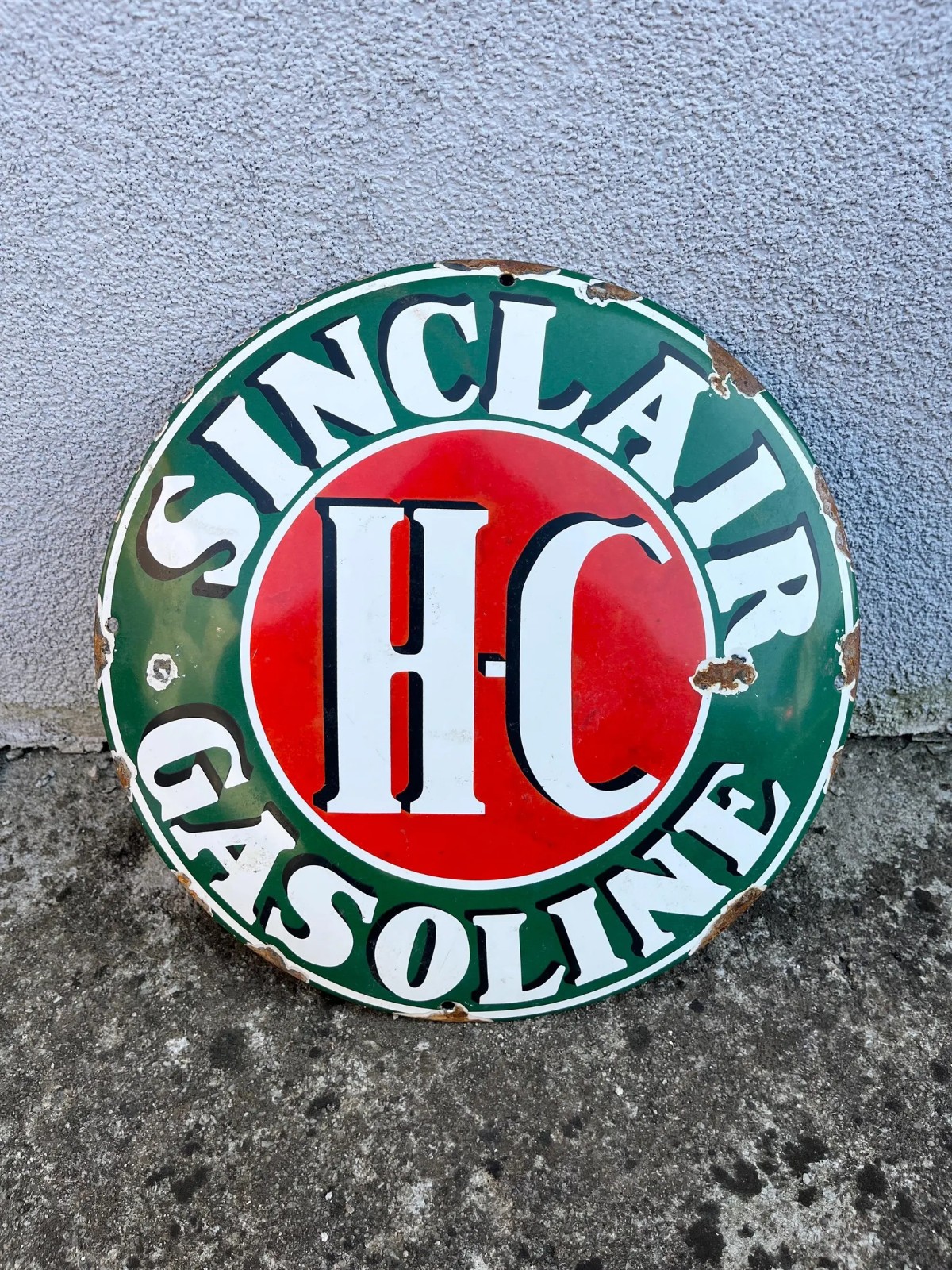 Vintage Sinclair Gasoline Enamel Porcelain Sign Plaque Retro Advertising 30 cm
