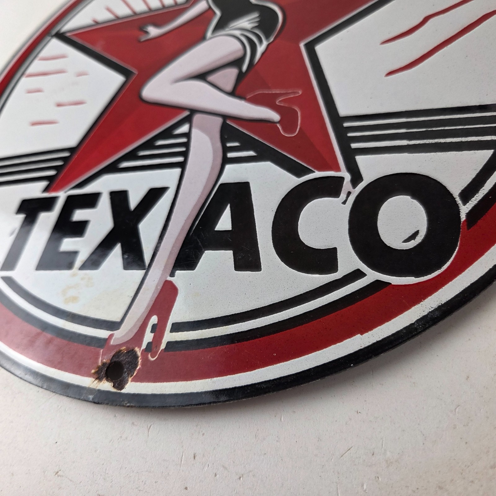 Vintage Texaco Gasoline Sign – Gas Service Station Pump Porcelain Sign