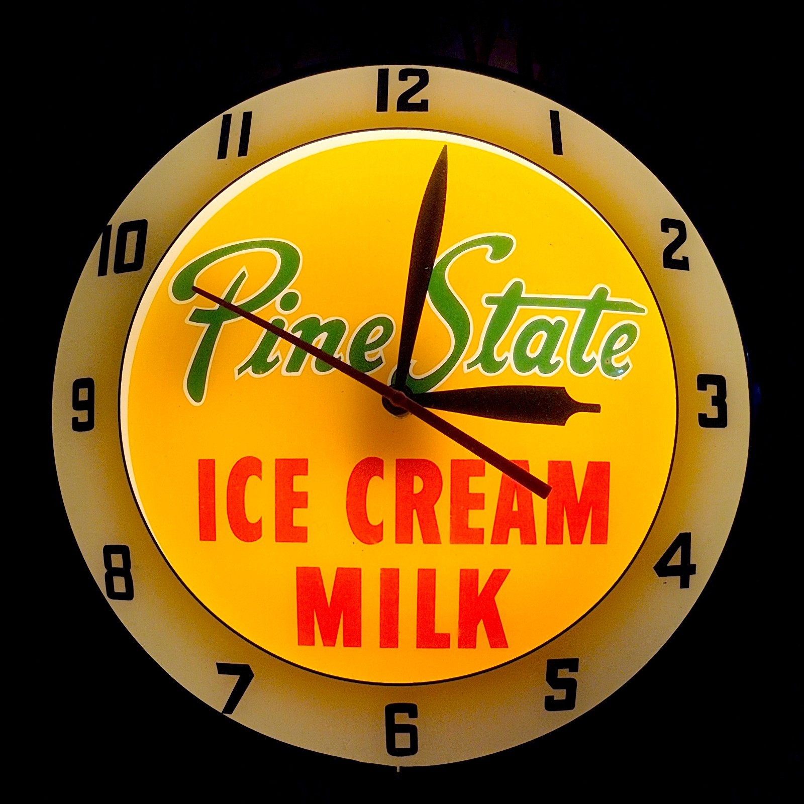 Vintage & Original API PINE STATE (NC) ICE CREAM Double Bubble Advertising CLOCK